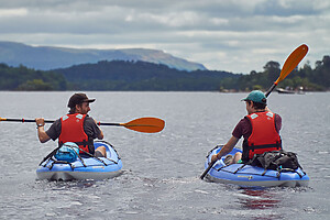 Two people kayaking on Loch Lomond