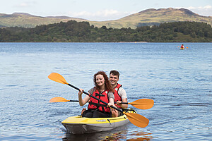Two People Kayaking on Loch Lomond