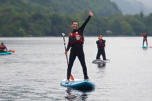 A Group of People Paddleboading on Loch Lomond